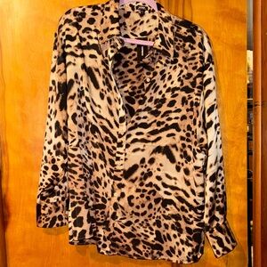 Express Animal Print Button Down Shirt